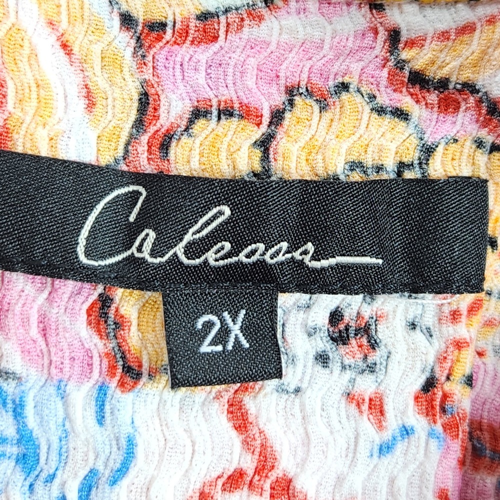 Vibrant Patchwork Floral Button-Front Blouse - Pink & Yellow - Picture 3 of 8
